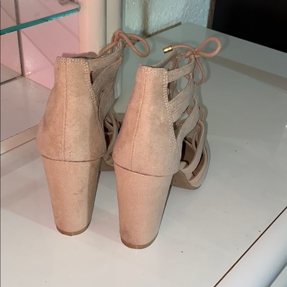 Nude Lace Up Heels - Picture 3 of 5
